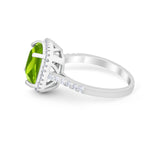 Halo Cushion Cut Engagement Ring Round Simulated Cubic Zirconia 925 Sterling Silver BA1066