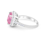 Halo Cushion Cut Engagement Ring Round Simulated Cubic Zirconia 925 Sterling Silver BA1066