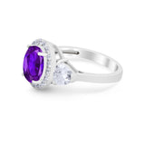 Three Stone Engagement Ring Simulated Cubic Zirconia 925 Sterling Silver BA1067