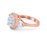 Three Stone Engagement Ring Simulated Cubic Zirconia 925 Sterling Silver BA1067