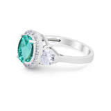 Three Stone Engagement Ring Simulated Cubic Zirconia 925 Sterling Silver BA1067