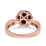 Art Deco Wedding Engagement Bridal Ring Round Simulated Cubic Zirconia 925 Sterling Silver