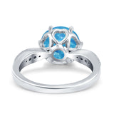 Art Deco Wedding Engagement Bridal Ring Round Simulated Cubic Zirconia 925 Sterling Silver