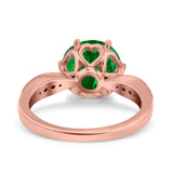 Art Deco Wedding Engagement Bridal Ring Round Simulated Cubic Zirconia 925 Sterling Silver