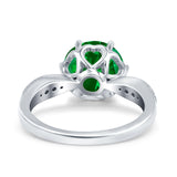 Art Deco Wedding Engagement Bridal Ring Round Simulated Cubic Zirconia 925 Sterling Silver