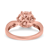 Art Deco Wedding Engagement Bridal Ring Round Simulated Cubic Zirconia 925 Sterling Silver