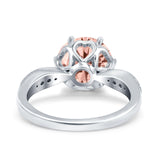 Art Deco Wedding Engagement Bridal Ring Round Simulated Cubic Zirconia 925 Sterling Silver