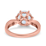 Art Deco Wedding Engagement Bridal Ring Round Simulated Cubic Zirconia 925 Sterling Silver