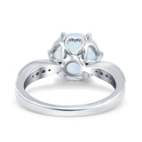 Art Deco Wedding Engagement Bridal Ring Round Simulated Cubic Zirconia 925 Sterling Silver