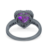Halo Heart Promise Ring Simulated Cubic Zirconia 925 Sterling Silver