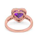 Halo Heart Promise Ring Simulated Cubic Zirconia 925 Sterling Silver