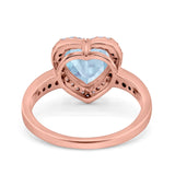 Halo Heart Promise Ring Simulated Cubic Zirconia 925 Sterling Silver