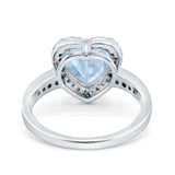 Halo Heart Promise Ring Simulated Cubic Zirconia 925 Sterling Silver