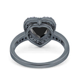 Halo Heart Promise Ring Simulated Cubic Zirconia 925 Sterling Silver