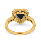 Halo Heart Promise Ring Simulated Cubic Zirconia 925 Sterling Silver