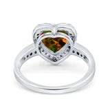 Halo Heart Promise Ring Simulated Cubic Zirconia 925 Sterling Silver