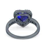 Halo Heart Promise Ring Simulated Cubic Zirconia 925 Sterling Silver