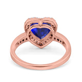 Halo Heart Promise Ring Simulated Cubic Zirconia 925 Sterling Silver