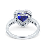 Halo Heart Promise Ring Simulated Cubic Zirconia 925 Sterling Silver
