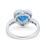 Halo Heart Promise Ring Simulated Cubic Zirconia 925 Sterling Silver