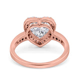 Halo Heart Promise Ring Simulated Cubic Zirconia 925 Sterling Silver