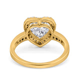 Halo Heart Promise Ring Simulated Cubic Zirconia 925 Sterling Silver