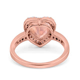 Halo Heart Promise Ring Simulated Cubic Zirconia 925 Sterling Silver