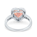 Halo Heart Promise Ring Simulated Cubic Zirconia 925 Sterling Silver