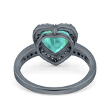 Halo Heart Promise Ring Simulated Cubic Zirconia 925 Sterling Silver
