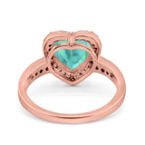 Halo Heart Promise Ring Simulated Cubic Zirconia 925 Sterling Silver