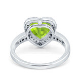 Halo Heart Promise Ring Simulated Cubic Zirconia 925 Sterling Silver
