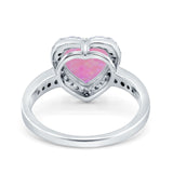 Halo Heart Promise Ring Simulated Cubic Zirconia 925 Sterling Silver