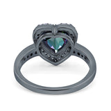 Halo Heart Promise Ring Simulated Cubic Zirconia 925 Sterling Silver