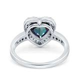 Halo Heart Promise Ring Simulated Cubic Zirconia 925 Sterling Silver