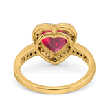 Halo Heart Promise Ring Simulated Cubic Zirconia 925 Sterling Silver