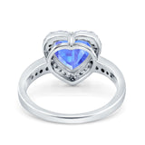 Halo Heart Promise Ring Simulated Cubic Zirconia 925 Sterling Silver