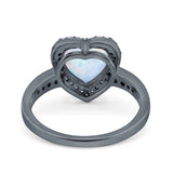 Halo Heart Promise Ring Simulated Cubic Zirconia 925 Sterling Silver