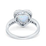 Halo Heart Promise Ring Simulated Cubic Zirconia 925 Sterling Silver