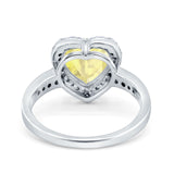 Halo Heart Promise Ring Simulated Cubic Zirconia 925 Sterling Silver