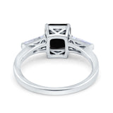 Art Deco Wedding Ring Emerald Cut Simulated Cubic Zirconia 925 Sterling Silver