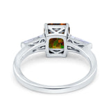 Art Deco Wedding Ring Emerald Cut Simulated Cubic Zirconia 925 Sterling Silver