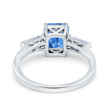 Art Deco Wedding Ring Emerald Cut Simulated Cubic Zirconia 925 Sterling Silver