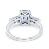 Art Deco Wedding Ring Emerald Cut Simulated Cubic Zirconia 925 Sterling Silver