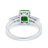 Art Deco Wedding Ring Emerald Cut Simulated Cubic Zirconia 925 Sterling Silver