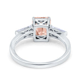 Art Deco Wedding Ring Emerald Cut Simulated Cubic Zirconia 925 Sterling Silver