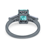 Art Deco Wedding Ring Emerald Cut Simulated Cubic Zirconia 925 Sterling Silver