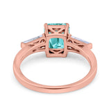 Art Deco Wedding Ring Emerald Cut Simulated Cubic Zirconia 925 Sterling Silver