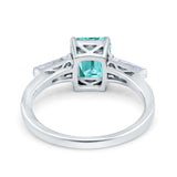 Art Deco Wedding Ring Emerald Cut Simulated Cubic Zirconia 925 Sterling Silver