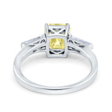 Art Deco Wedding Ring Emerald Cut Simulated Cubic Zirconia 925 Sterling Silver