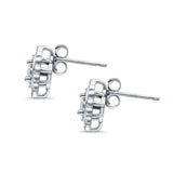 Art Deco Marquise Stud Earrings Simulated Cubic Zirconia 925 Sterling Silver